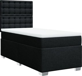 vidaXL Κρεβάτι Boxspring με Στρώμα Μαύρο 90x190 εκ.Υφασμάτινο