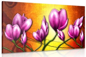 Εικόνα ροζ λουλουδιών σε στυλ έθνο - 60x40
