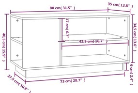 Έπιπλο Τηλεόρασης Γκρι 80x35x40,5 εκ. από Μασίφ Ξύλο Πεύκου - Γκρι