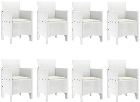 vidaXL Σετ Εξωτερικής Τραπεζαρίας 9 Τεμαχίων με Μαξιλάκια Ανοιχτό Γκρι Πολυ Ράταν