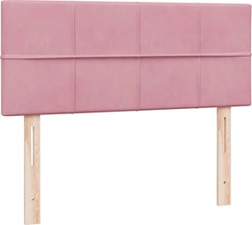 vidaXL Box Spring κρεβάτι με στρώμα ροζ 120x220 cm Βελούδινο