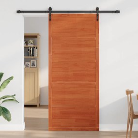 vidaXL Πόρτα Σταύλου Καφέ 100x208 εκ. Συμπαγές Ξύλο Πεύκου
