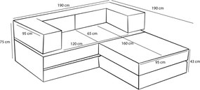 Γωνιακός Καναπές Κρεβάτι Γκρι COMFORT MINI 95x190x75