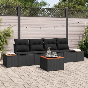 vidaXL Σετ Καναπέ Κήπου με μαξιλάρι 5 pcs Μαύρο Πολυ ράταν