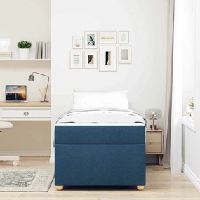 vidaXL Σκελετός Κρεβατιού με στρώμα Μπλε 100 x 200 cm ύφασμα