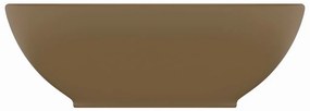 Νιπτήρας Πολυτελής Οβάλ Κρεμ Ματ 40 x 33 εκ. Κεραμικός - Κρεμ