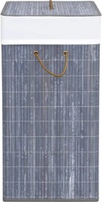 vidaXL Καλάθι Άπλυτων με 2 Τμήματα Γκρι 100 Λίτρα από Μπαμπού