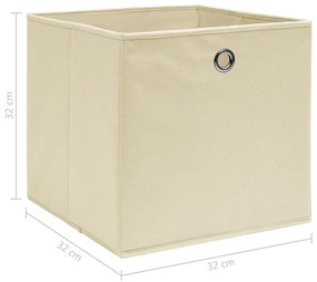 Κουτιά Αποθήκευσης 4 τεμ. Κρεμ 32 x 32 x 32 εκ. Υφασμάτινα - Κρεμ