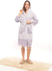 Stewehome διάλεξε unisex μπουρνούζι με κουκούλα γκρι ριγέ 100% βαμβακερό (S/M)