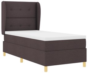 vidaXL Κρεβάτι Box Spring με Στρώμα Σκούρο Καφέ 90x200 εκ Υφασμάτινο