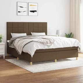 Κρεβάτι Boxspring με Στρώμα Σκούρο Καφέ 180x200 εκ Υφασμάτινο - Καφέ