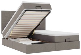 vidaXL Οθωμανικό κρεβάτι με στρώματα Taupe 160x200cm ύφασμα