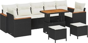vidaXL Σετ Καναπέ Κήπου με μαξιλάρι 10 pcs Μαύρο Πολυ ράταν