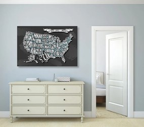 Εικόνα σύγχρονο χάρτη των ΗΠΑ - 90x60