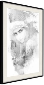 Αφίσα - Mysterious Look (Grey) - 20x30 - Μαύρο - Με πασπαρτού