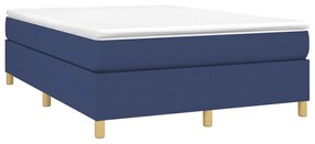 vidaXL Κρεβάτι Boxspring με Στρώμα Μπλε 140x190 εκ. Υφασμάτινο