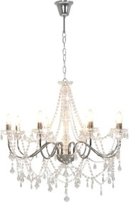 vidaXL Πολυέλαιος με Χάντρες Ασημί με 8 Ντουί Ε14