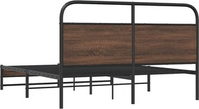 vidaXL Σκελετός Κρεβ. Χωρίς Στρώμα Καφέ Δρυς 160x200 εκ. Μεταλλικό