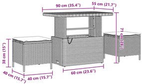 vidaXL Σετ καναπέ κήπου 9 κομματιών με Μαξιλάρια Γκρι Πολυ Ρατάν
