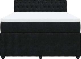 vidaXL Κρεβάτι Boxspring με Στρώμα Μαύρο 140x190 εκ. Βελούδινο