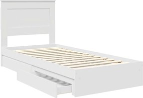 vidaXL Κρεβάτι Αποθήκης Λευκό 75 x 190 cm Επεξεργασμένο ξύλο