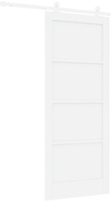 vidaXL Συρόμενη Πόρτα με Σετ Υλικών Λευκή 83x202 εκ. Συμπαγές Ξύλο Πεύκου