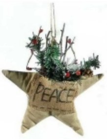 A&amp;G Κρεμαστό Στολίδι Υφασμάτινο 'Peace' 25cm Αστέρι Μπεζ 9763221