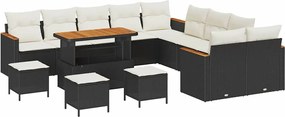 vidaXL Σετ Καναπέ Κήπου 14 pcs Μαύρο συνθετικό ρατάν