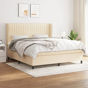 vidaXL Κρεβάτι Boxspring με Στρώμα Κρεμ 180x200 εκ. Υφασμάτινο