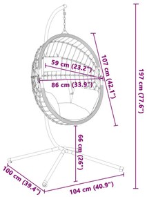 Πολυθρόνα Egg Κρεμαστή με Βάση Γκρι Συνθ. Ρατάν / Ατσάλι - Γκρι