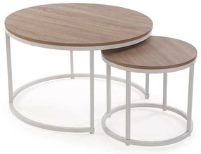 Σετ με 2 τραπέζια Versa Aurea Λευκό 48 x 48 x 42 cm 80 x 80 x 48 cm