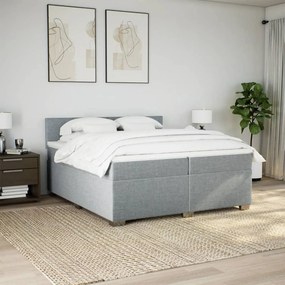 vidaXL Κρεβάτι Boxspring με Στρώμα Ανοιχτό Γκρι 200x200 εκ. Υφασμάτινο