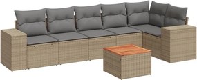vidaXL Patio Sofa Set 7-θέσια Beige and Grey