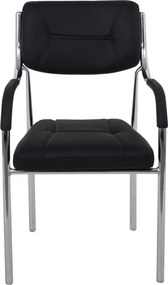 ALPHA Πολυθρόνα Γραφείου Επισκέπτη, Χρώμιο, Pu Μαύρο   1τμχ