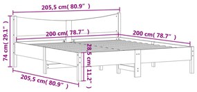 Σκελετός Κρεβ. Χωρίς Στρώμα Καφέ Κεριού 200x200 εκ Μασίφ Πεύκο - Καφέ