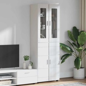 vidaXL Highboard FLORIN 60 x 35 x 182 εκ. Υψηλής γυαλάδας λευκό