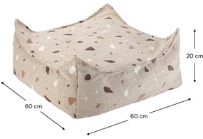 Terrazzo Πουφ Σκαμπο Υφασμα Μπουκλε / Σενιλ Μπεζ