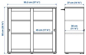 VIHALS ντουλάπι με συρόμενες γυάλινες πόρτες, 95x37x90 cm 205.428.79