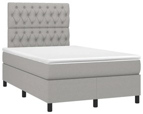 Κρεβάτι Boxspring με Στρώμα Ανοιχτό Γκρι 120x200 εκ. Υφασμάτινο - Γκρι