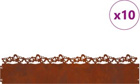 vidaXL Περιγράμματα γκαζόν 10 pcs 103 x 0,05 x 22 εκ Σκ rusty