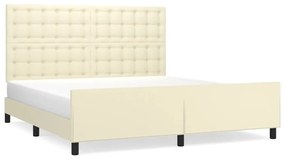 vidaXL Πλαίσιο Κρεβατιού με Κεφαλάρι Κρεμ 180x200 εκ. Συνθετικό Δέρμα