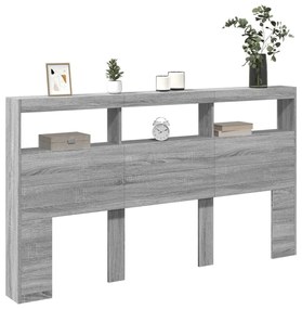 vidaXL Κεφαλάρι με Αποθηκ. Χώρο & LED Γκρι Sonoma 180x17x102 εκ.