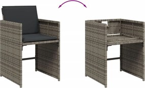 vidaXL Σετ Τραπεζαρίας Κήπου 9 τεμ. Γκρι Συνθ. Ρατάν με Μαξιλάρια