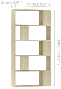 vidaXL Βιβλιοθήκη/Διαχωριστικό Sonoma Δρυς 80x24x159 εκ. Επεξ. Ξύλο