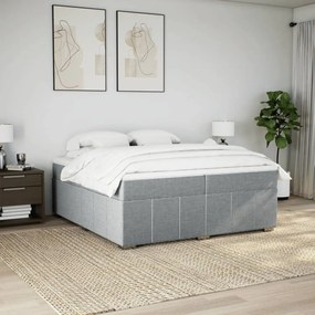 Κρεβάτι Boxspring με Στρώμα Ανοιχτό Γκρι 200x200 εκ. Υφασμάτινο - Γκρι