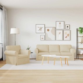 vidaXL Καναπές 180cm 2 pcs Κρεμ Μέταλλο