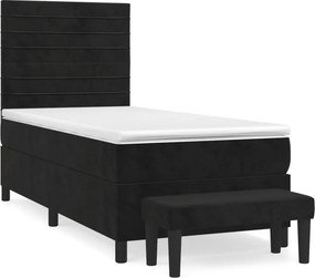 vidaXL Κρεβάτι Boxspring με Στρώμα Μαύρο 100x200 εκ. Βελούδινο