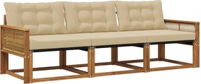 vidaXL Σειρά Καναπέ Εξωτερικού 3 τμχ. Φυσικό και Μπεζ