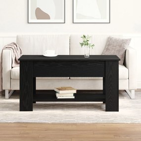 Μαύρο Ξύλινο Τραπέζι Σαλονιού - 101x49x52 εκ. Κατασκευασμένο από Τεχνητό Ξύλο