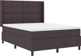 vidaXL LED Κρεβάτι με βάθρο Σκούρο Καφέ 160 x 200 cm ύφασμα